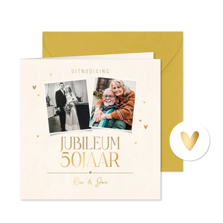 Jubileumkaart foto vroeger foto vandaag