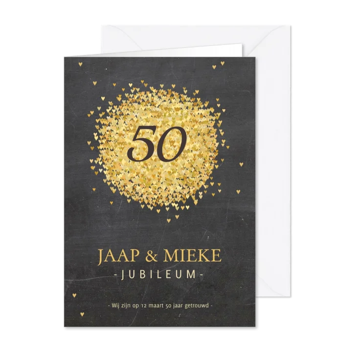 Jubileumkaart goud hartjes av