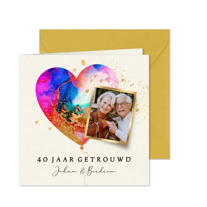 Jubileumkaart huwelijk met foto en eigen jaartal