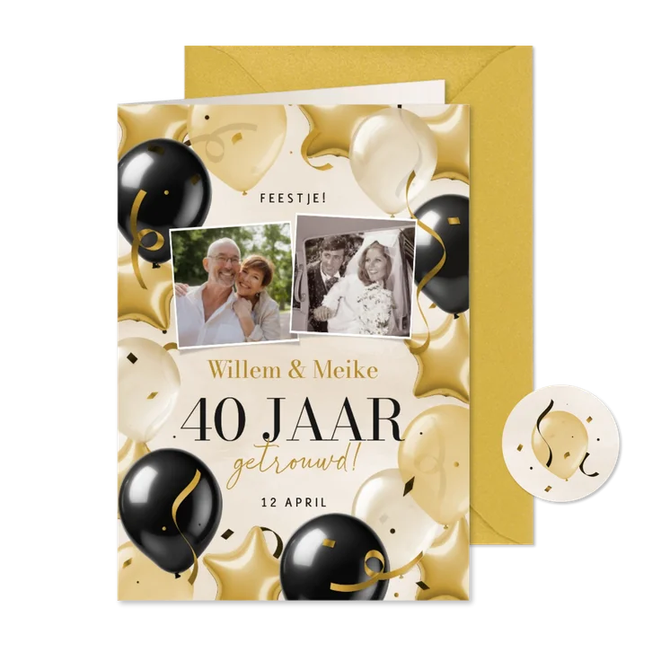 Jubileumkaart met feestelijke sterren en ballonnen