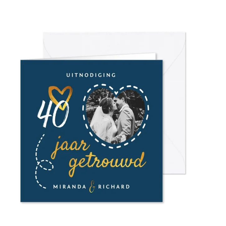 Jubileumkaart met goud en foto stijlvol en hip 