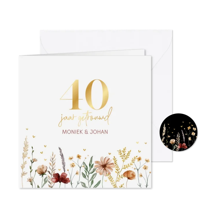 Jubileumkaart met mooie veldbloemen