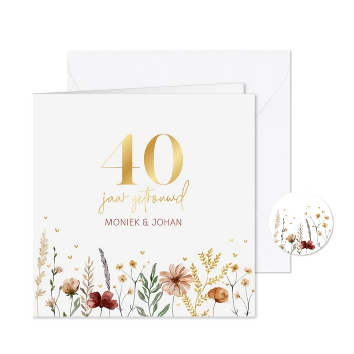 Jubileumkaart met mooie veldbloemen