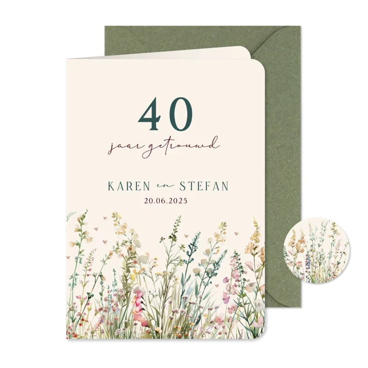 Jubileumkaart met prachtige veldbloemen