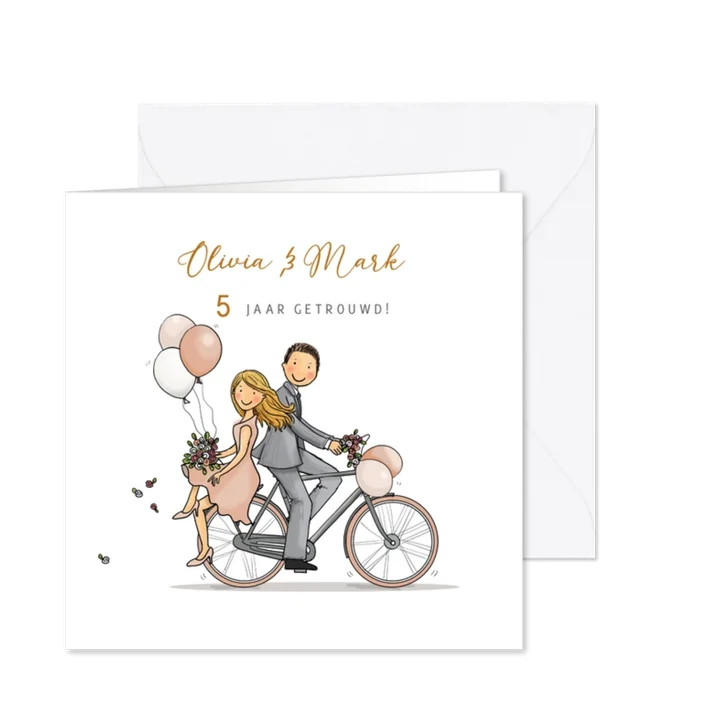 Jubileumkaart op de fiets