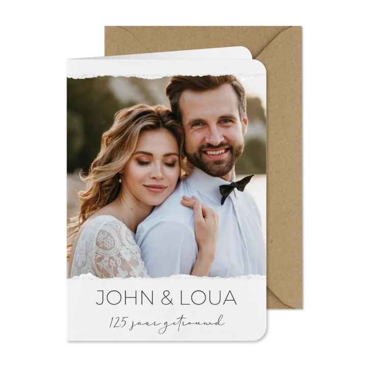 Jubileumkaart papier grote foto 12,5 jaar getrouwd