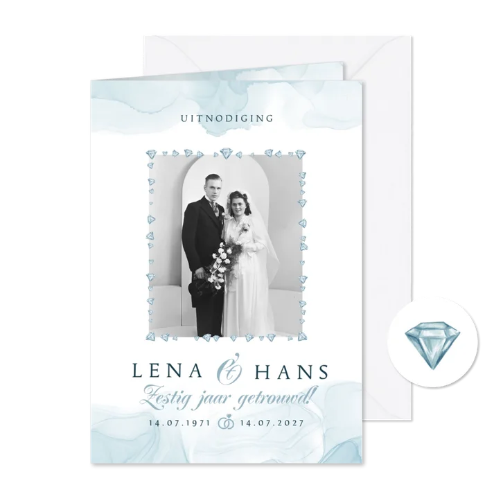 Jubileumkaart uitnodiging klassiek diamanten huwelijk foto