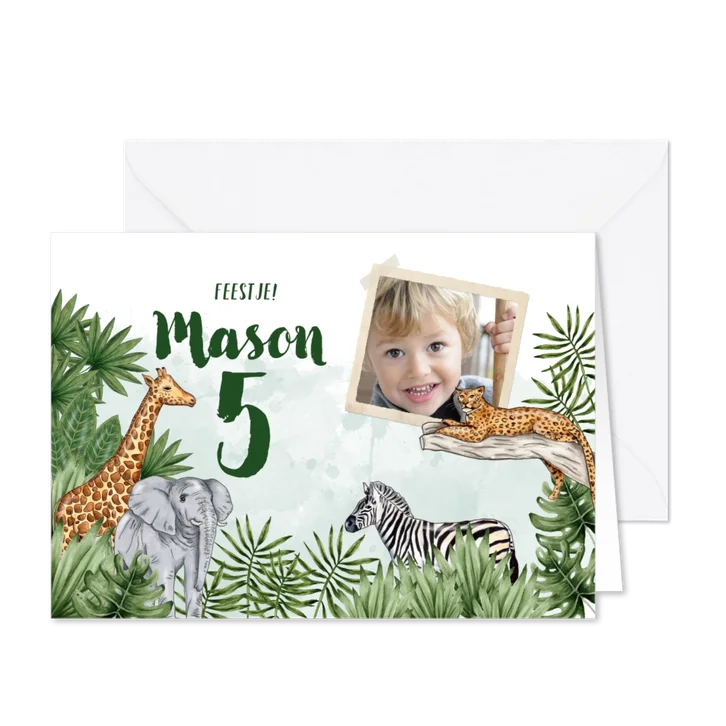 Jungle kinderfeestje foto dieren waterverf