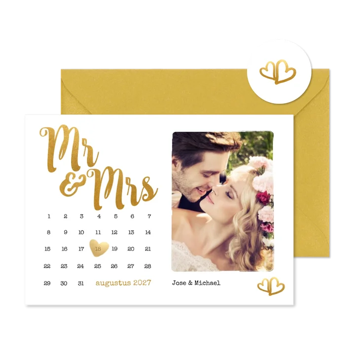 Kalender Mr & Mrs goud foto - BK