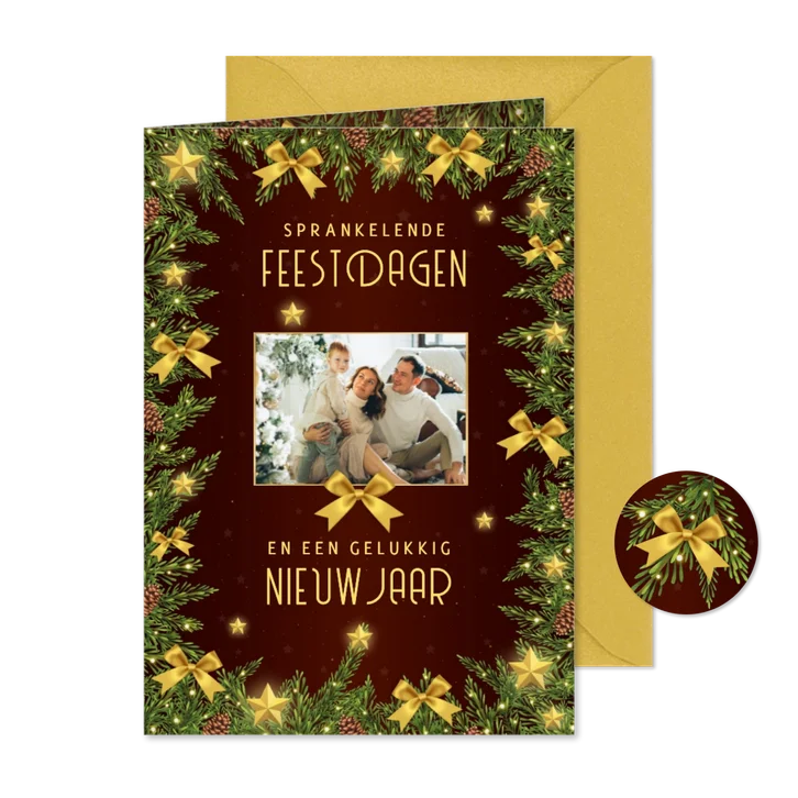 Kerst fotocollage kersttakken strikken en sterren