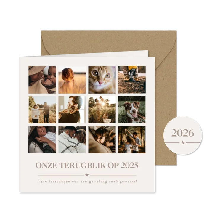 Kerst terugblik op 2025 kaart met 12 eigen foto's
