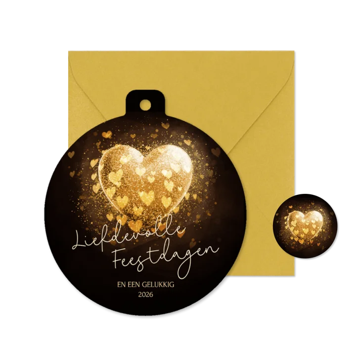 Kerstbal kaart liefdevolle kerst met sprankelend hart