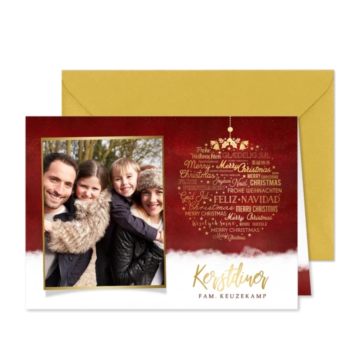 Kerstdiner uitnodiging met ruimte voor eigen foto