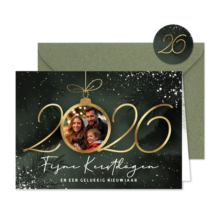 Kerstkaart 2026 kerstbal met foto