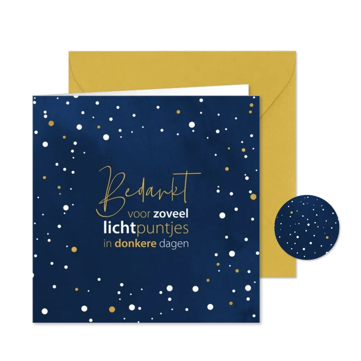 Kerstkaart Bedankt voor zoveel lichtpuntjes in donkere dagen
