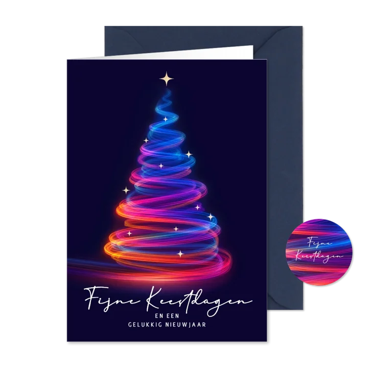 Kerstkaart bedrijf kerstboom met lichtjes
