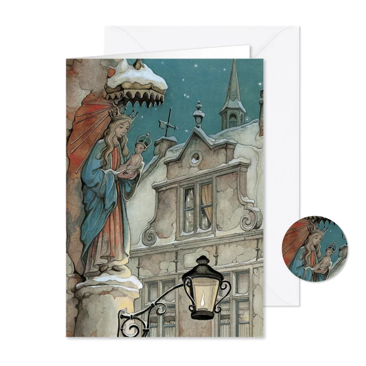 Kerstkaart beeld Maria en Jezus