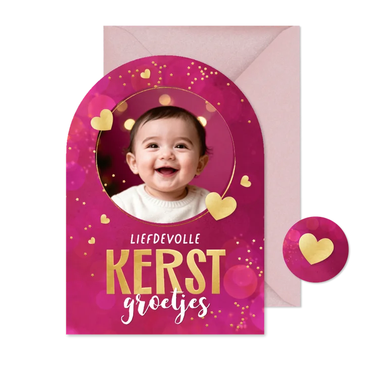 Kerstkaart boogvorm sprankelend liefdevolle kerst foto