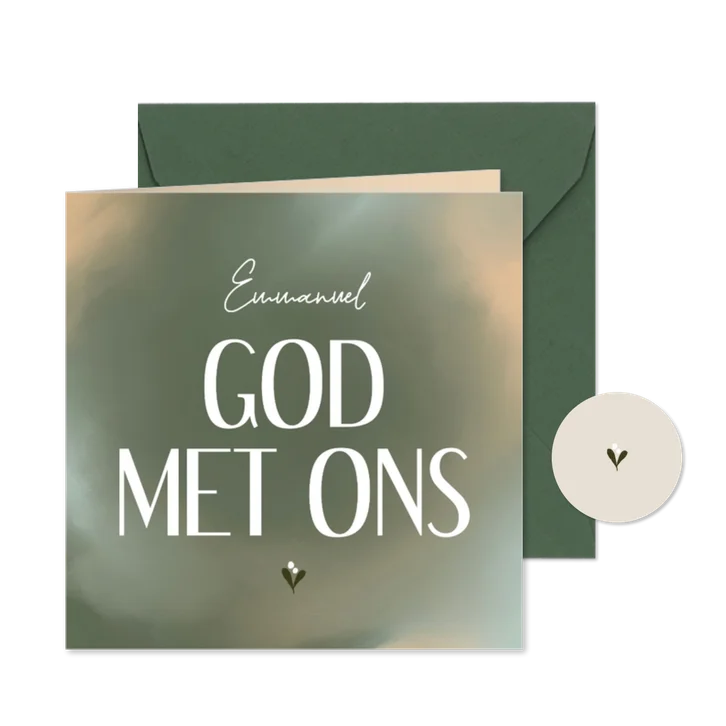 Kerstkaart christelijk Emmanuel God met ons groen