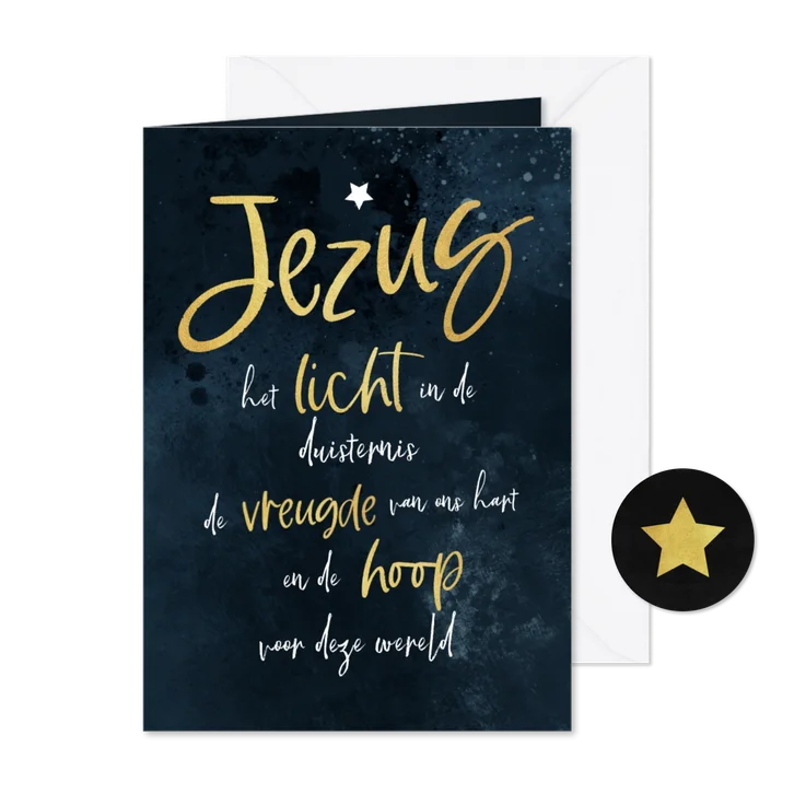 Kerstkaart christelijk Jezus licht vreugde hoop 
