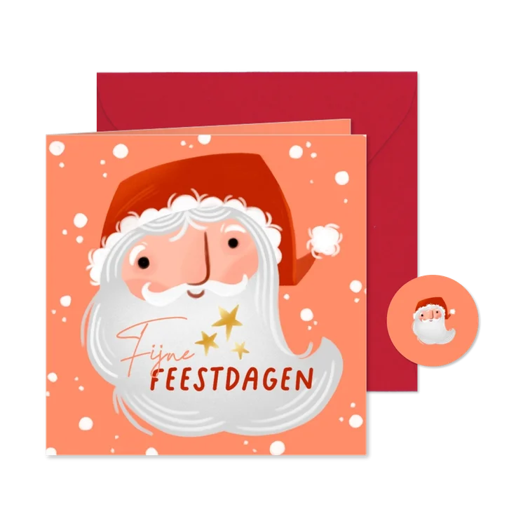 Kerstkaart de baard van de Kerstman