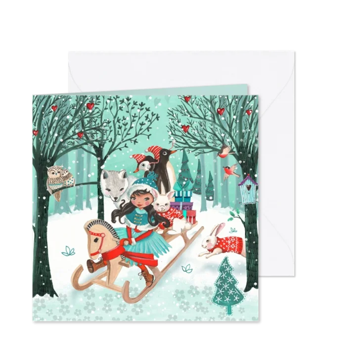 Kerstkaart Dieren Bos