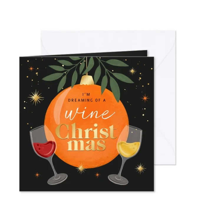 Kerstkaart dreaming of a wine Christmas
