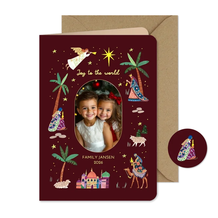  Kerstkaart drie koningen ster en engel