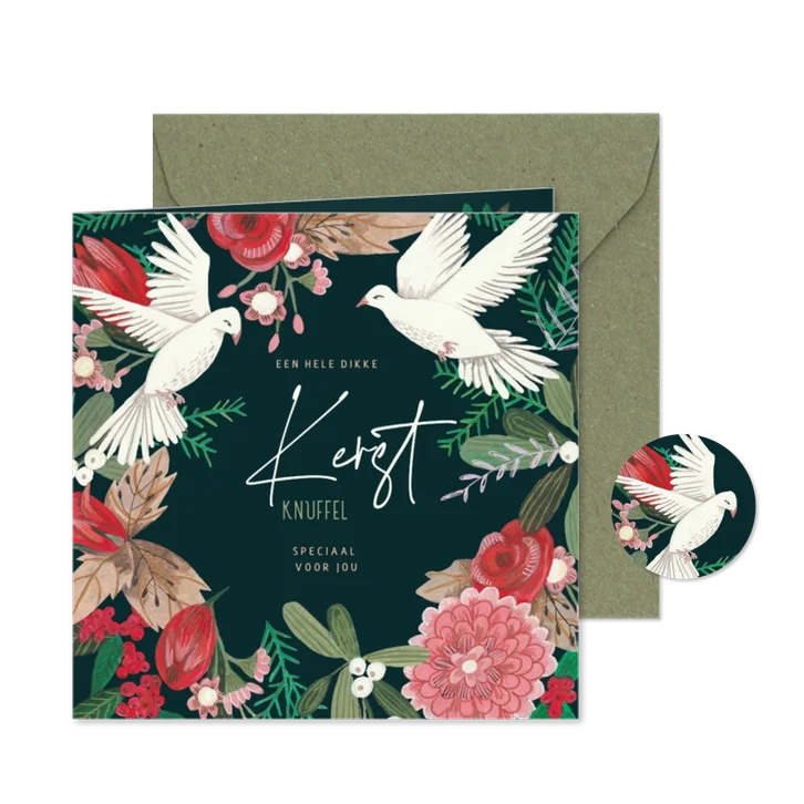 Kerstkaart duiven voor het verdriet