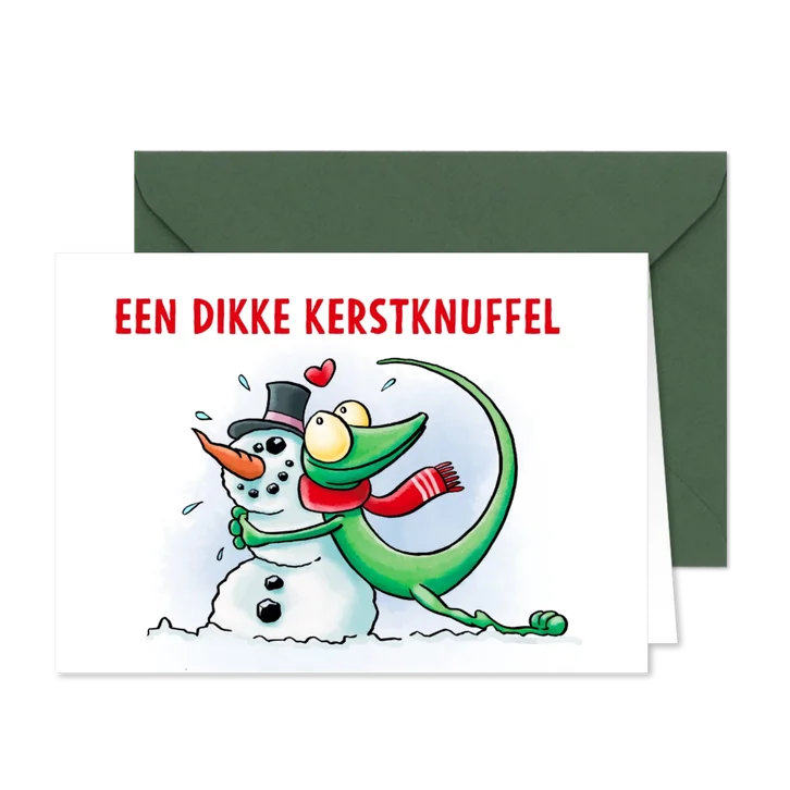 Kerstkaart - Een dikke kerstknuffel
