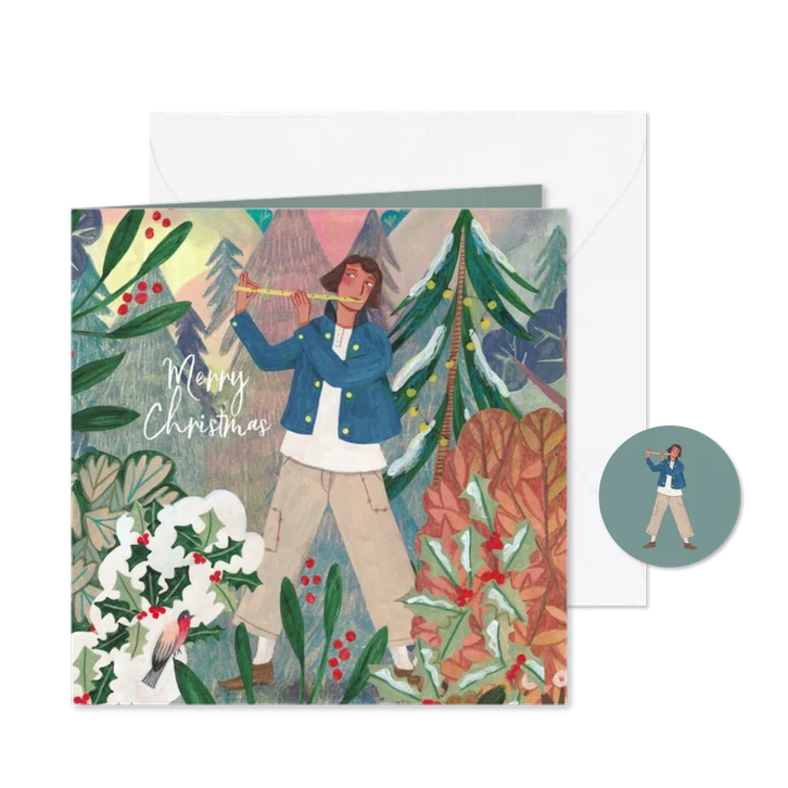 Kerstkaart 'eleven pipers piping' illustratie