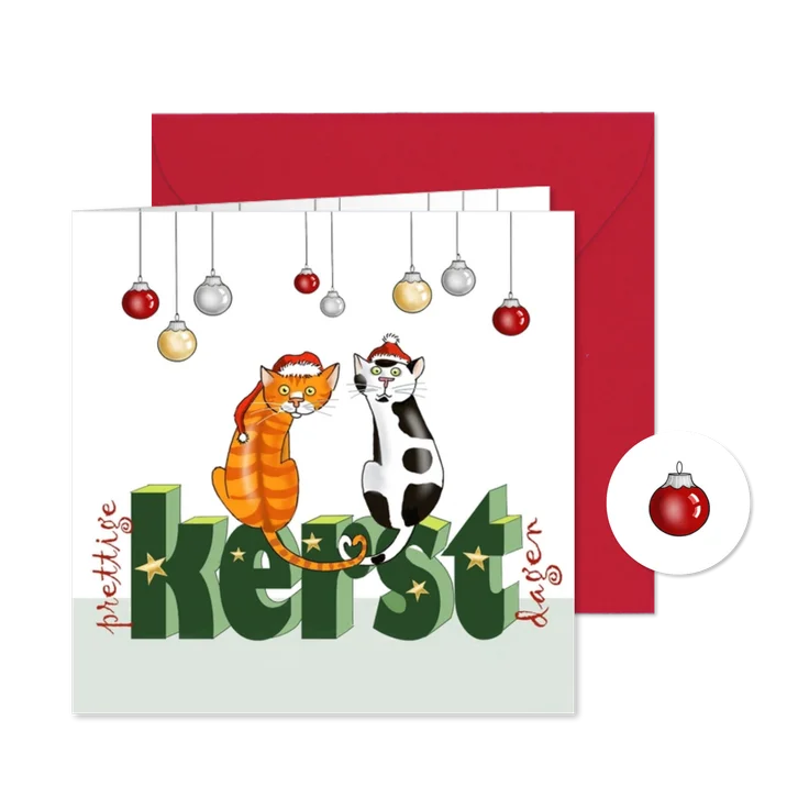 Kerstkaart en twee kerstkatten