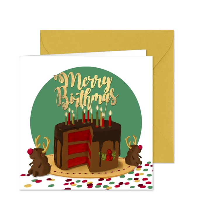 Kerstkaart en Verjaardagskaart in 1 Merry Birthmas