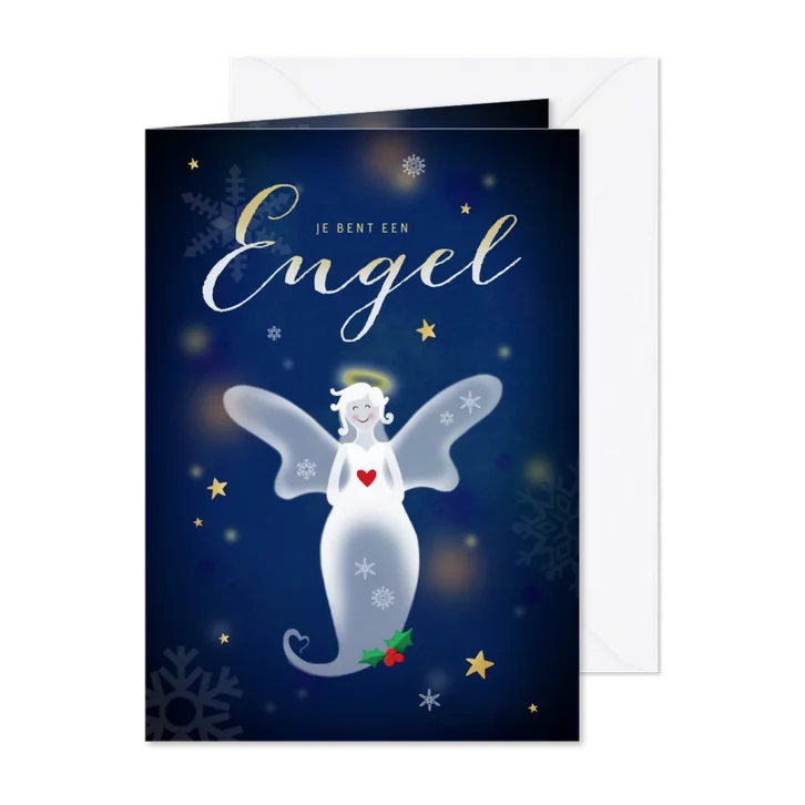 Kerstkaart engel bedankt