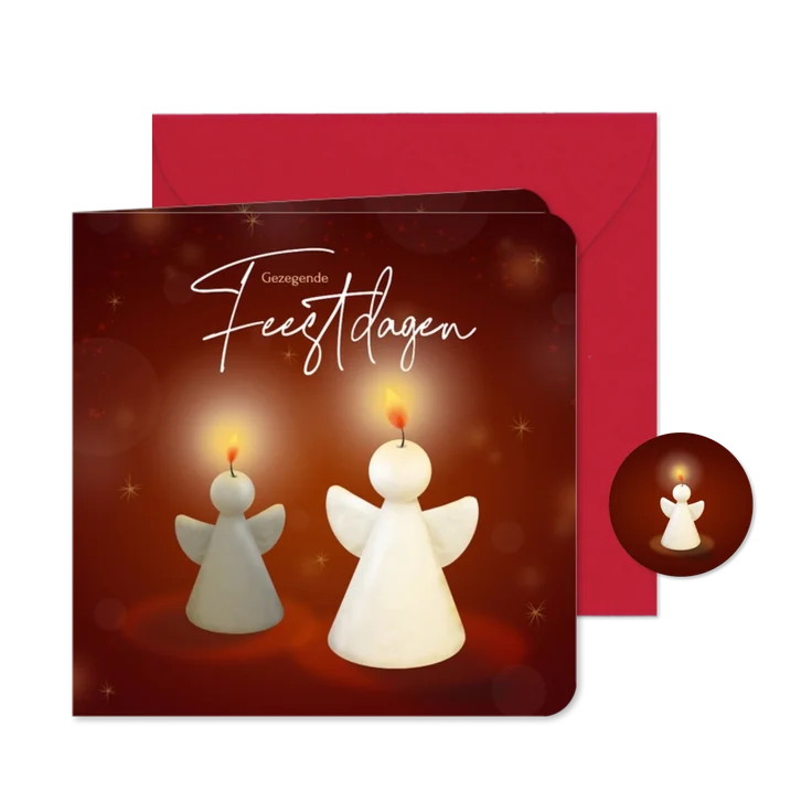 Kerstkaart engel kaarsen