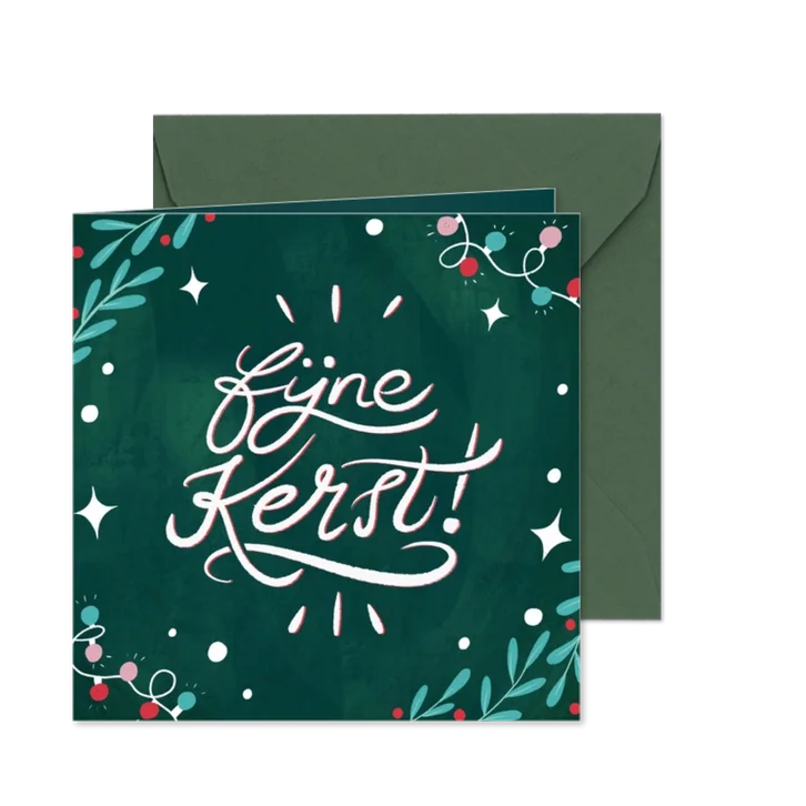 Kerstkaart fijne kerst handlettering