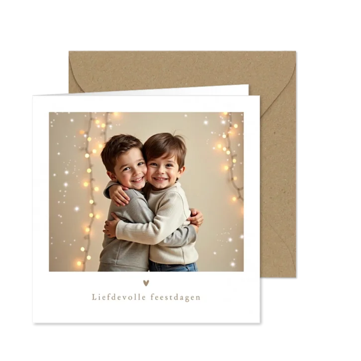 Kerstkaart foto liefdevolle feestdagen kinderen sterretjes