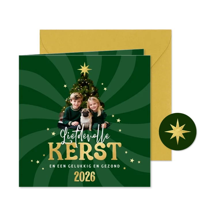 Kerstkaart foto sterren liefdevolle kerst 2026
