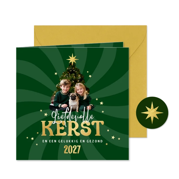 Kerstkaart foto sterren liefdevolle kerst 2027