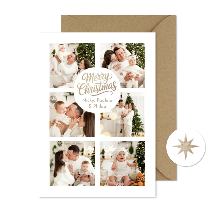 Kerstkaart fotokaart merry christmas fijne feestdagen