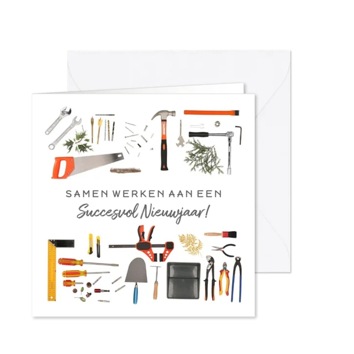 Kerstkaart gereedschap klusbedrijf