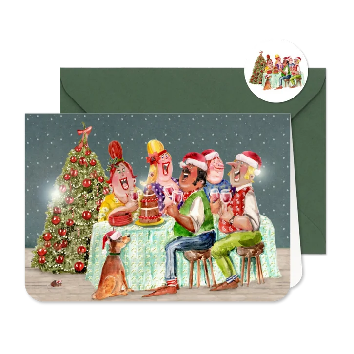 Kerstkaart gezellig kerstdiner