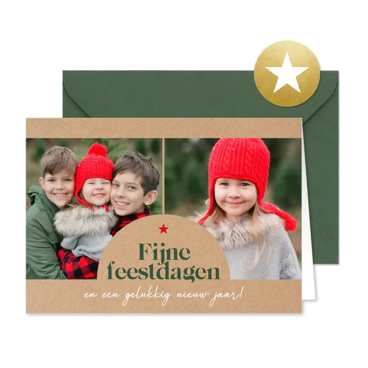 Kerstkaart gezin foto's met boogkader