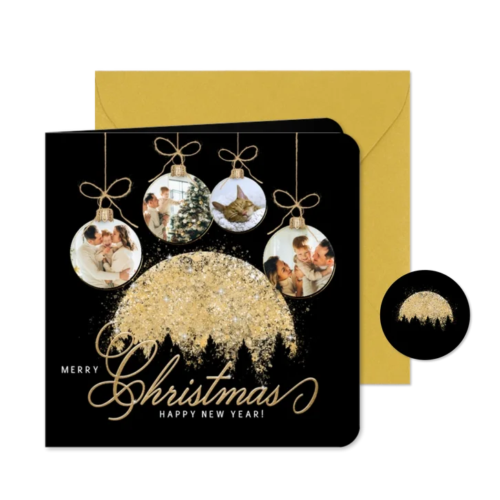 Kerstkaart gouden maan 4 foto's