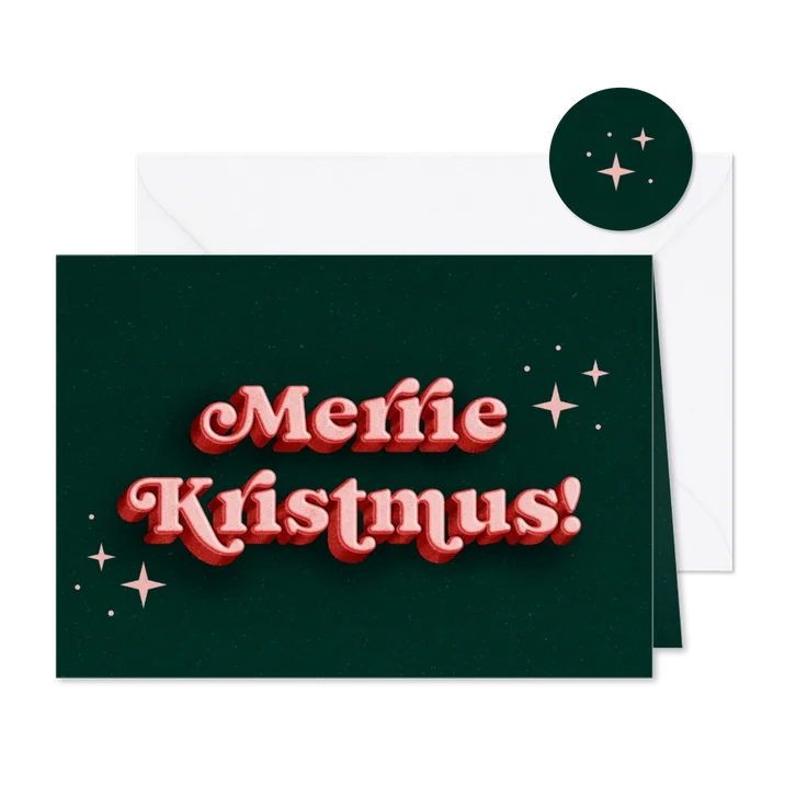 Kerstkaart grappig Merrie Kristmus retro