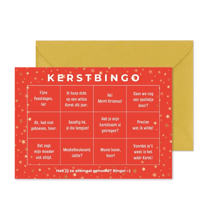Kerstkaart grappige kerstbingo