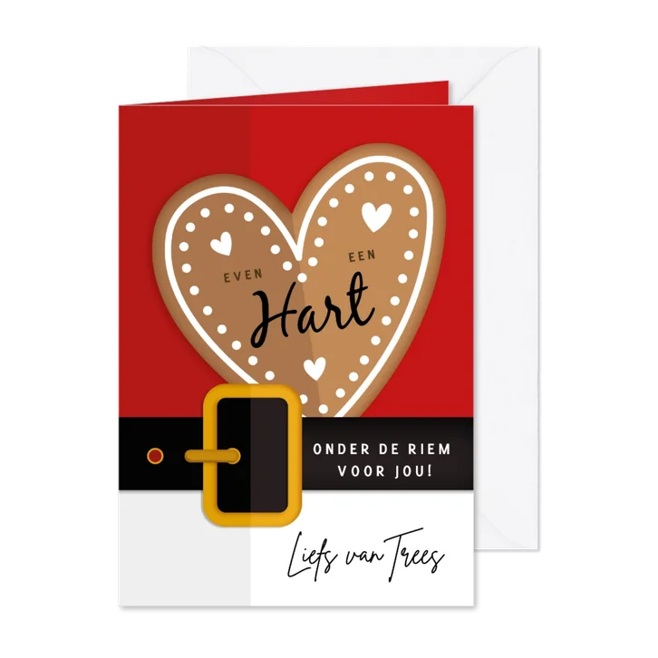 Kerstkaart - hart onder de riem kerstman riem