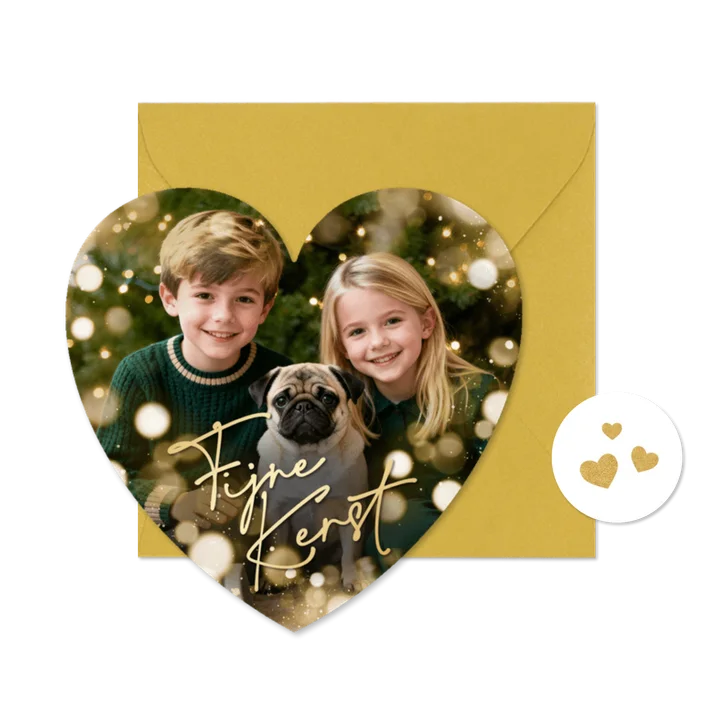 Kerstkaart hartvorm foto sprankelend lichteffecten liefde