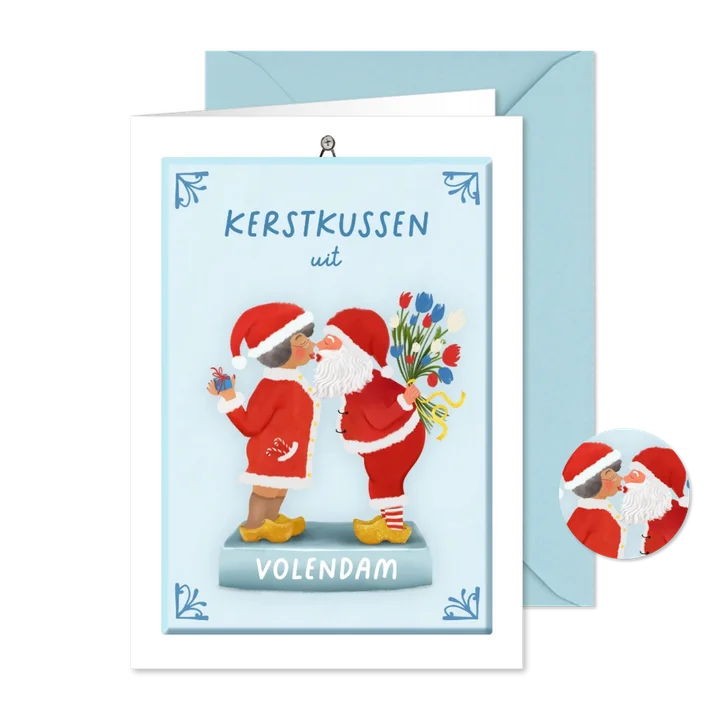 Kerstkaart Hollandse tegel en (vervangbare) plaatsnaam