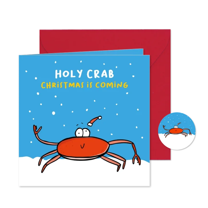 Kerstkaart holy crab christmas is coming...